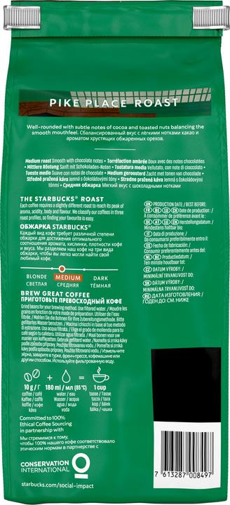 Image du produit Starbucks Pike Place Roast Medium Roast Café en grains torréfié (450 g, Torréfaction moyenne)