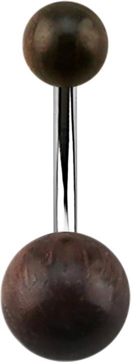 Immagine prodotto Star Piercing Banana d'argento con due sfere di legno di sono (Acciaio chirurgico 316L, senza ottone, Organico)
