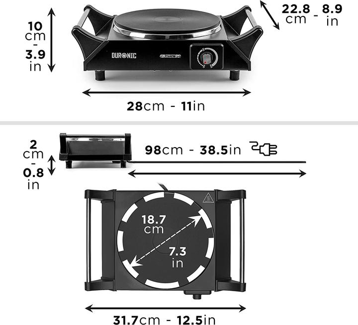 Image du produit Duronic Réchaud de camping électrique HP1 BK