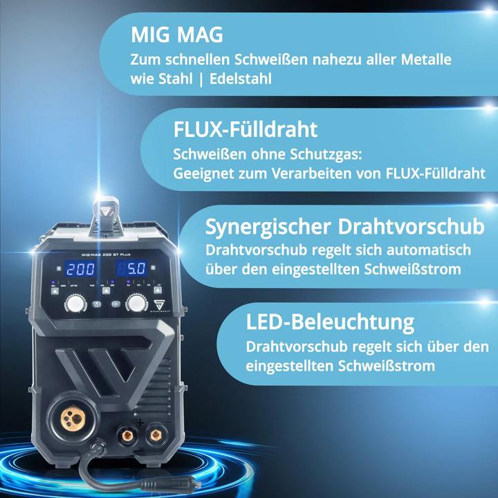 Actual product image Stahlwerk Welding machine MIG MAG 200 ST PLUS shielded arc welding machine IGBT with 200 A