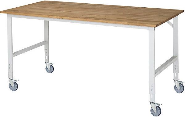 Actual product image RAU Mobile work table, frame 60 x 30 mm, worktop WxD 2000 x 1000 mm, beech worktop (100 cm, 200 cm)