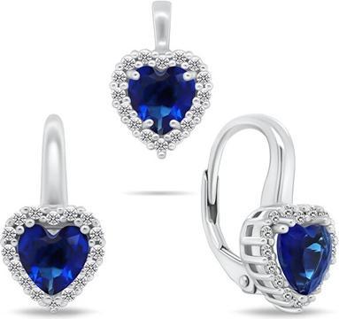 Brilio Silver - Silver heart jewelry set with zircons SET273WB (earrings. pendant)