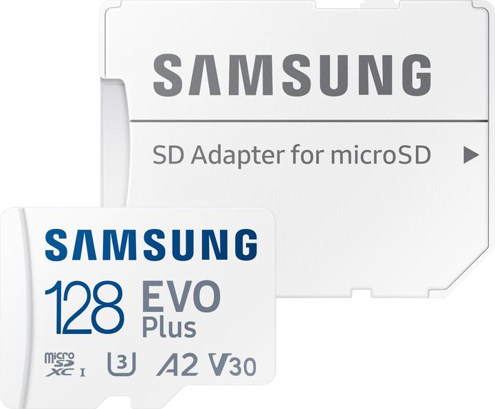 Actual product image Samsung EVO Plus (128 GB, microSDXC, U3, UHS-I)
