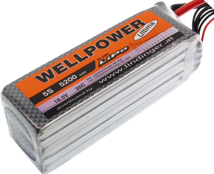 Produktbild Wellpower LIPO AKKU ULTIMA 5200 MAH / 18,5 VOLT 5S 35/70C CH5/8 XT-90 (18.50 V, 5200 mAh)