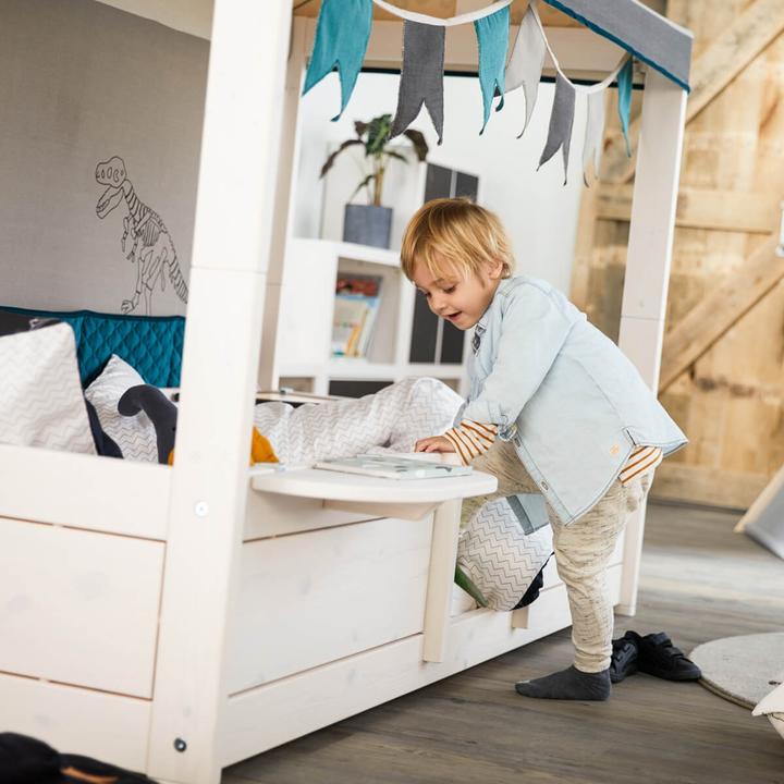 Produktbild Lifetime Kidsrooms 4 in 1 Bettkombination mit Stoffdach Dino und Rueckwand mit deluxe Lattenrost