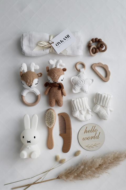 Image du produit Oykami Coffret cadeau bébé couleurs neutres "Madeira" avec veilleuse Miffy et élan