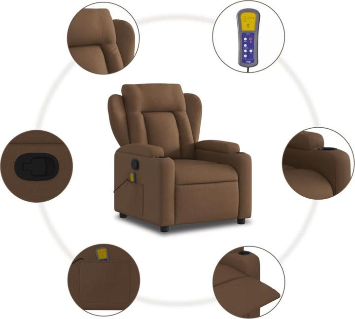Image du produit VidaXL Fauteuil de massage Marron Tissu,Couleur : Marron,Matériau : Tissu (100
