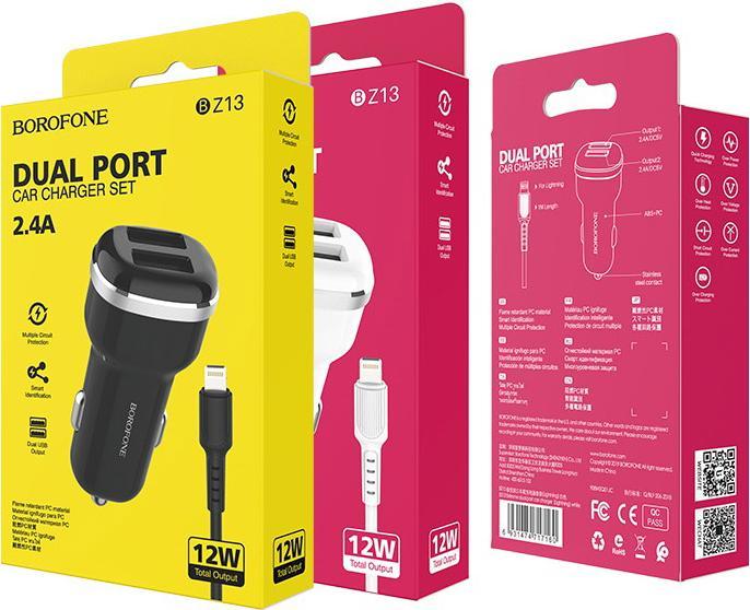 Actual product image Borofone Connectors 2x USB-A 2.4 A (BFO-BZ13-L-B)