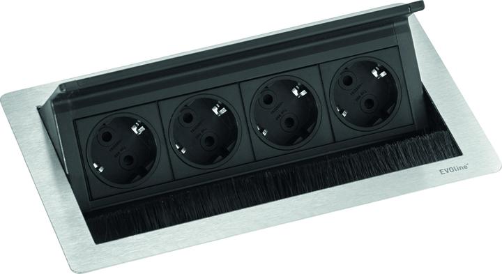 Actual product image Evoline 159370002700 Built-in socket strip 4gang stainless steel black 1 pc. (4 x)