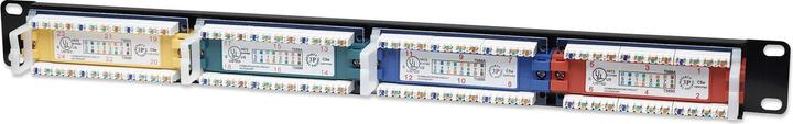 Produktbild Intellinet Cat5e UTP 24-Port Patchpanel 48,26cm 19 Zoll 1HE farbkodiert geeignet fuer Krone LSA+ Auflegewer...