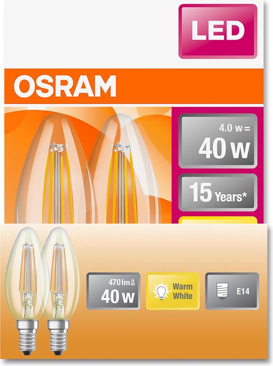 Produktbild Osram Led Retrofit Classic B (E14, 4 W, 470 lm, 2 x, E)
