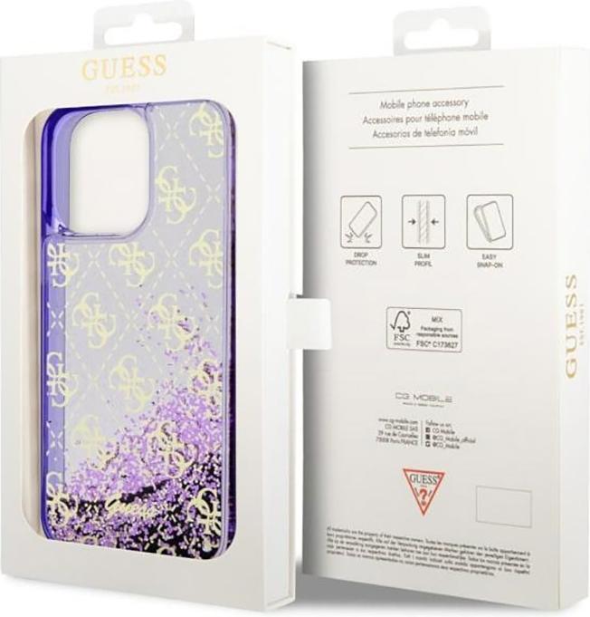 Image du produit Guess GUHCP14XLC4PSGU iPhone 14 Pro Max 6.7" violet/pourpre étui rigide paillettes liquides 4G Transculent (Apple iPhone 14 Pro Max)