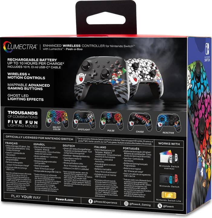 Immagine prodotto PowerA Enhanced Wireless Controller for Nintendo Switch with Lumectra – Mario Peek-A-Boo (Switch)