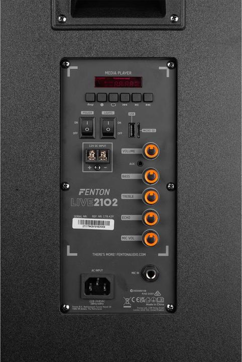 Image du produit Fenton Party speaker - LIVE2102 Partystation met Bluetooth en lichteffecten - Met (Actif)