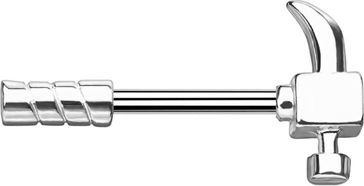 Star Piercing Barbell Stab Hammer silber (Chirurgenstahl 316L, Messing)
