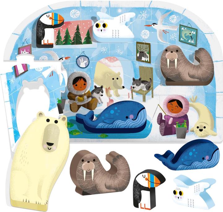 Image du produit Mon premier pôle Nord avec 5 animaux en bois (7 pièces)