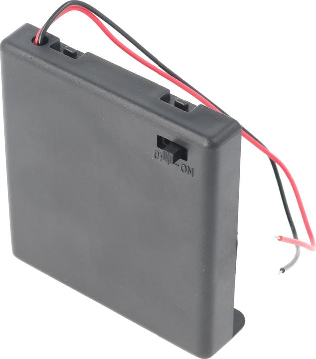 Produktbild XCell AccuCell Batteriehalter für 4 Stück Mignon AA HR-3, LR6 Batterien oder Akkus mit Deckel und Kabel
