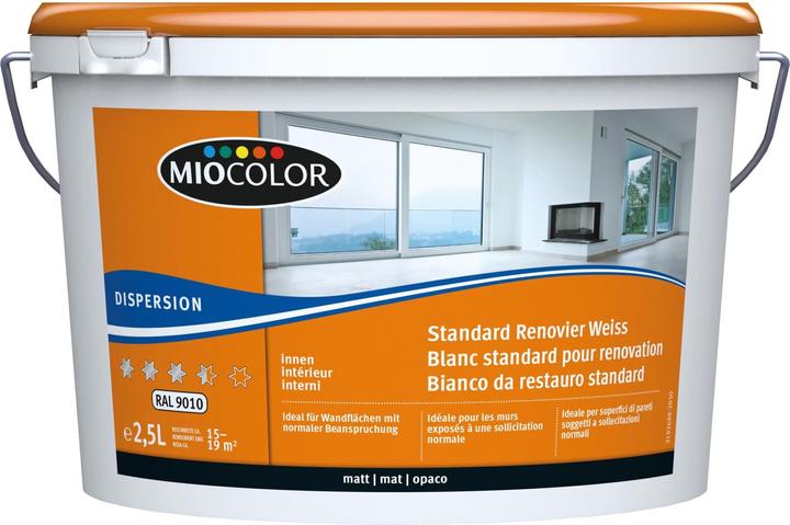 Actual product image Miocolor Dispersion Renovation white RAL 9010 (Pure white, 2.50 l)