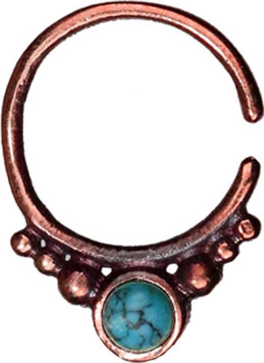 Produktbild Star Piercing Micro Piercing Ring rosegold rund Kugelrand mit Türkis Stein (Bronze, ohne Messing)