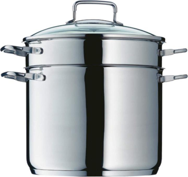 WMF Spaghettitopf Pastatopf Nudeltopf Induktion Sieb 7,0l Edelstahl poliert (24 cm, Kochtopf, Edelstahl)