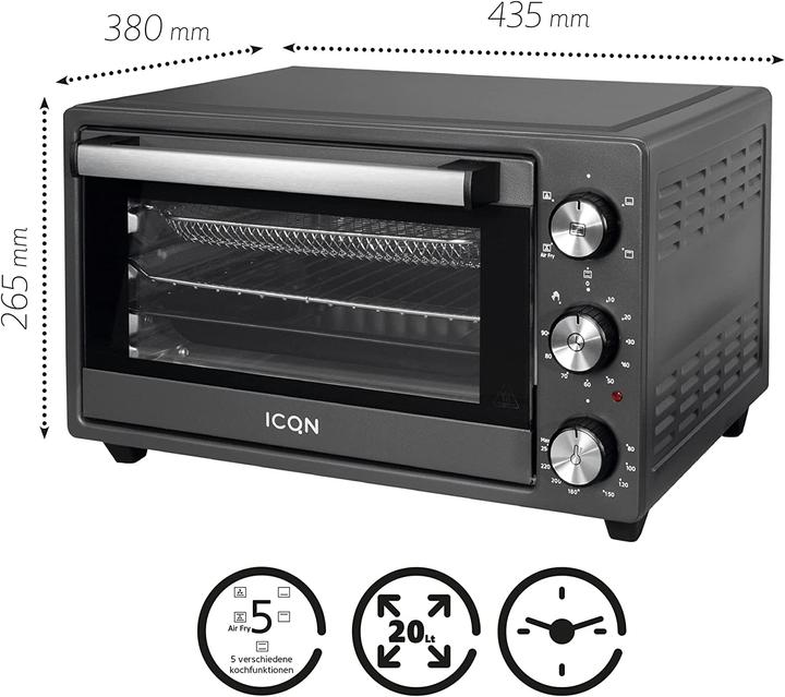 Produktbild Icqn 20L Minibackofen mit Airfry Funktion