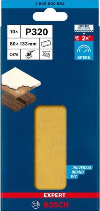 Actual product image Bosch Professional Zubehör EXPERT C470 Sandpaper with 8 holes for orbital sander, 80 x 133 mm, G 320, 10 pcs. (320)