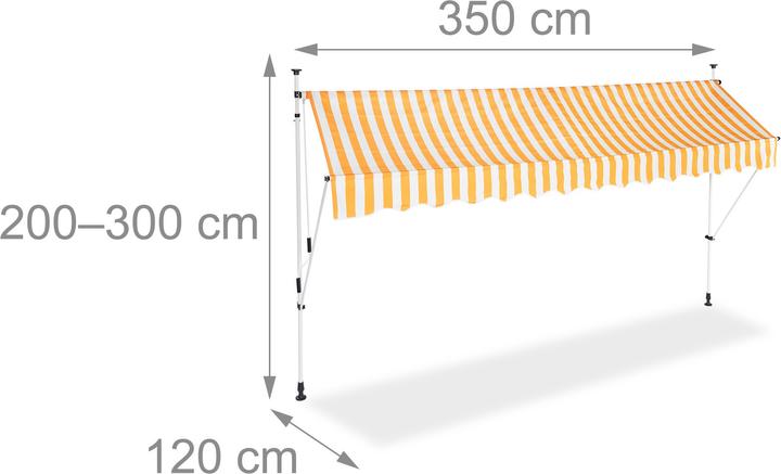 Actual product image Relaxdays Telescopic Canopy Yellow/White (3.50 m)