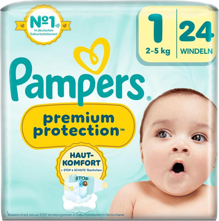 Pampers Premium Protection (Gr. 1, Tragepack, 24 Stück)