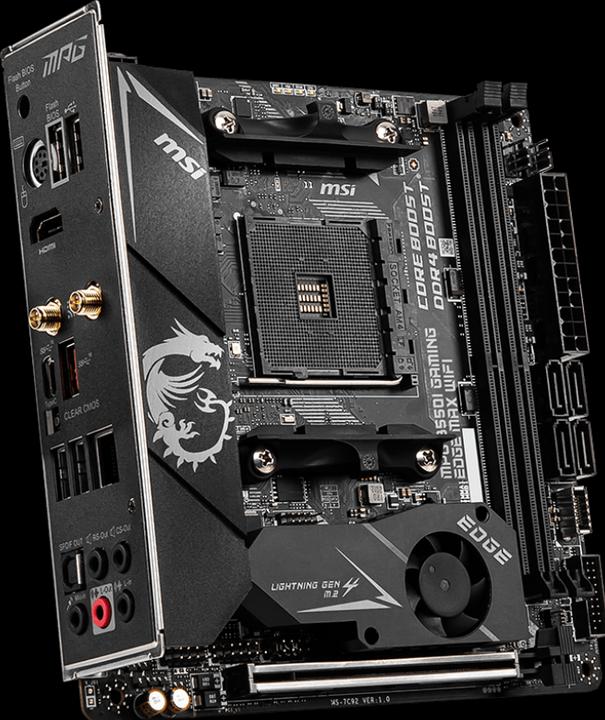 Actual product image MSI MPG B550I GAMING EDGE MAX WIFI - Motherboard - Mini-ITX - Socket AM4 - AMD B550 (AM4, AMD B550, Mini-ITX)