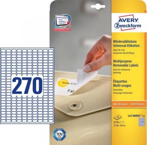 Actual product image Avery Universal labels, ablösbar