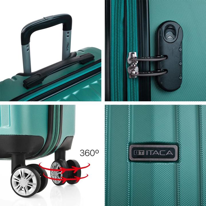 Image du produit Itaca Set de valises légères ABS 2 valises S L Aquamarine (35 l, Bagage à main (jusqu'à 50l), L (90 - 115l))