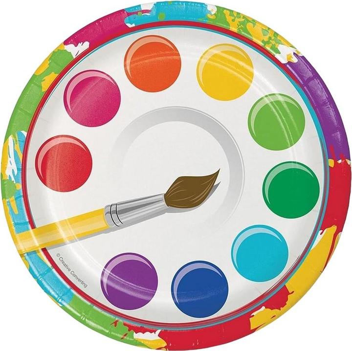 Actual product image Creative Party Paper Paint Palette Dessert Plate (Pack of 8) (8 x)