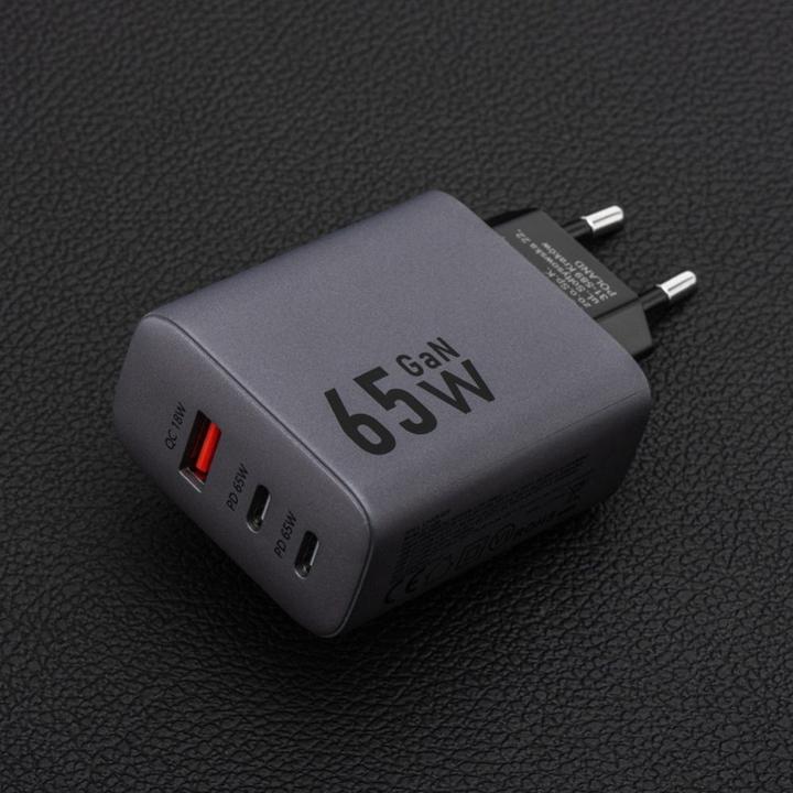 Actual product image Forcell Adapter F-ENERGY GaN VT-42B travel charger 2 x Type C + USB A PD QC4.0 4A 65W gray (65 W)