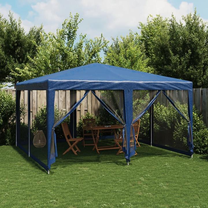 Image du produit VidaXL Partyzelt Pavillon Festzelt mit 8 Mesh-Seitenteilen Blau 4x4m HDPE (400 cm, 400 cm)