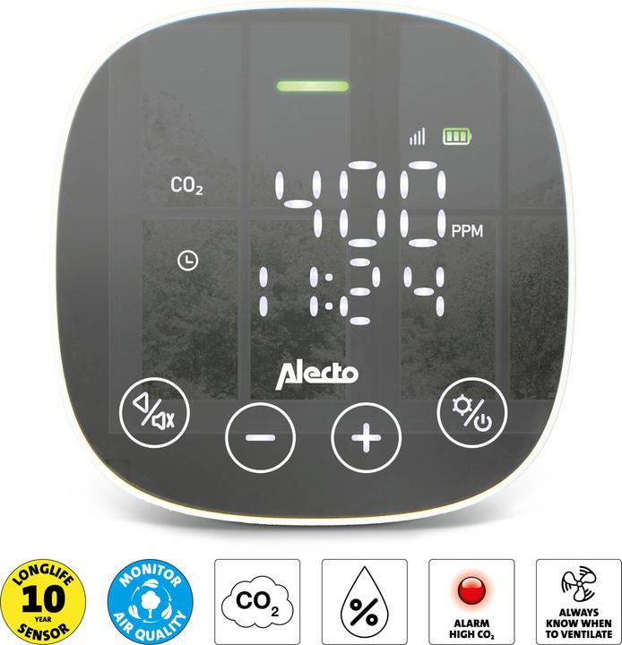 Produktbild Alecto CO2-Messgerät AQ30 mit NDIR- Sensor und Luftfeuchtigkeitsmesser