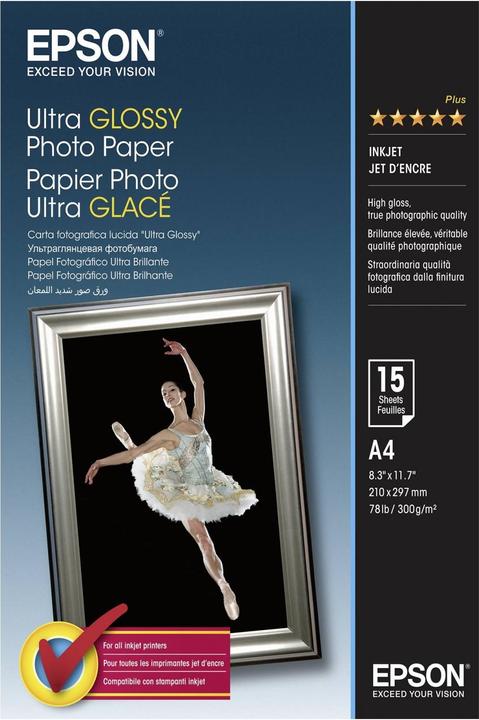 Image du produit Epson Papier brillant Ultra Photo, 15 feuilles (300 g/m², A4, 15 x)
