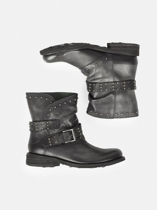 Produktbild Felmini GREDO D905 Bikerstiefel mit dekorativen Nieten entlang des Schafts und Schnallenriemen, mit einem Vi (42)