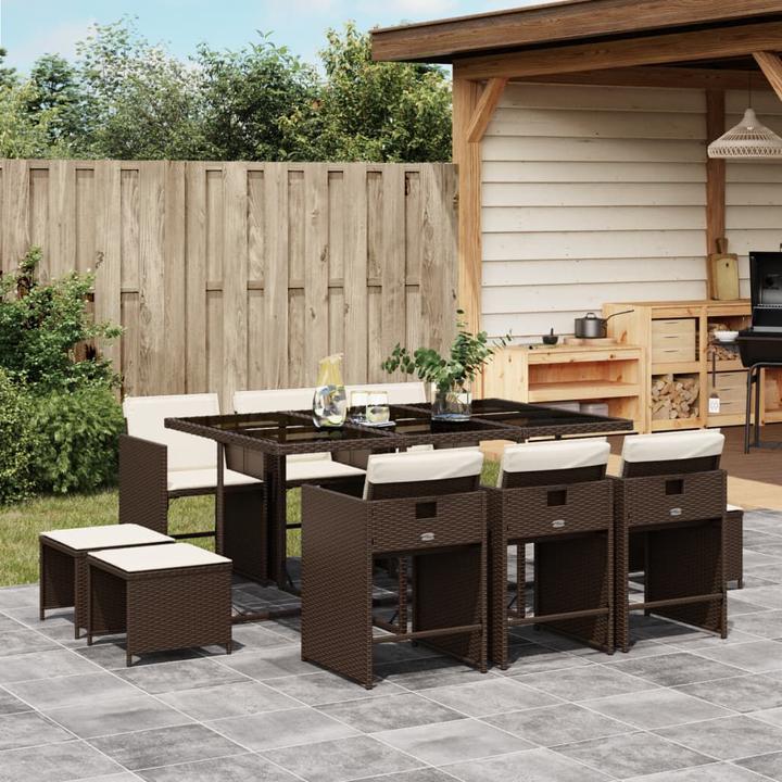 Actual product image VidaXL Garden furniture dining set garden set seating group 11-piece brown poly rattan (165 cm)