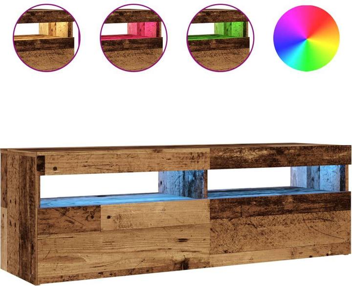 Image du produit VidaXL TV Schrank Lowboard Fernsehschrank Fernsehtisch mit LED Altholz-Optik (120 x 35 x 40 cm)