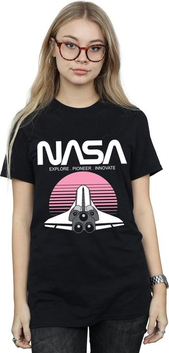 Actual product image Nasa Womens/Ladies Space Shuttle Sunset Cotton Boyfriend T-Shirt (XL)
