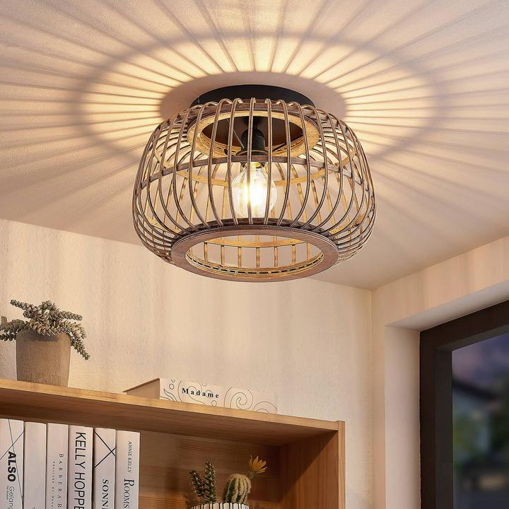 Image du produit Lindby Bominio plafonnier en rotin, 40 cm (E27)