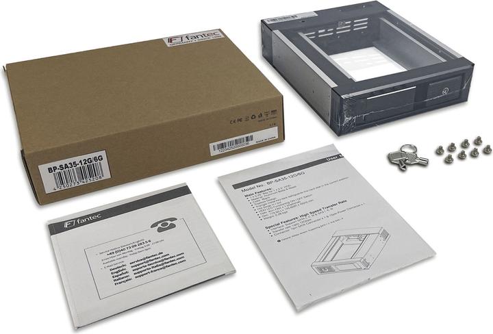 Produktbild Fantec BP-SA35-12G/6G SAS 12G + SATA 6G Wechselrahmen für eine 8,89cm 3,5Zoll HDD in einem 13,335cm