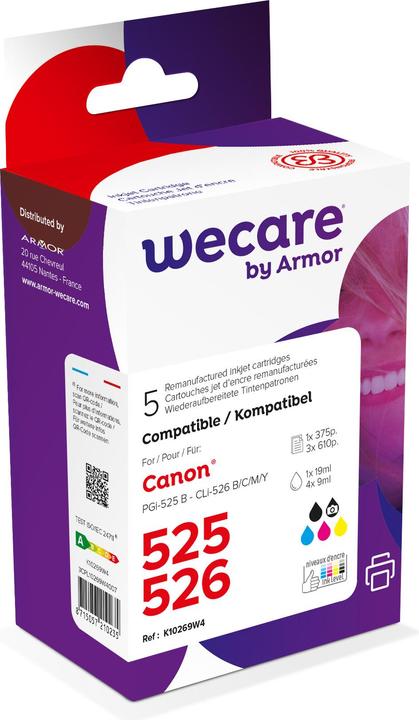 Produktbild Wecare Multi rebuilt 525/526 BKCMY CLI-526PA zu Canon PIXMA iP 4850 19/4x9ml (CMYK)