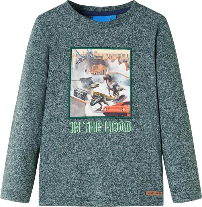 Image du produit VidaXL T-shirt manches longues enfant vert foncé mélangé 116,Matière : 50 (116)