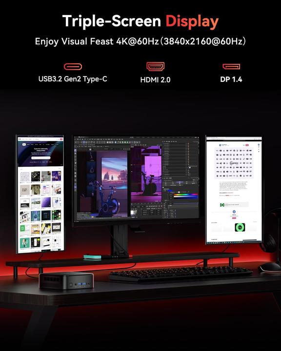 Produktbild NiPoGi Mini PC mit AMD Ryzen 5 7430U und Triple 4K Display (AMD Ryzen 5 7430U, 16.38 GB)
