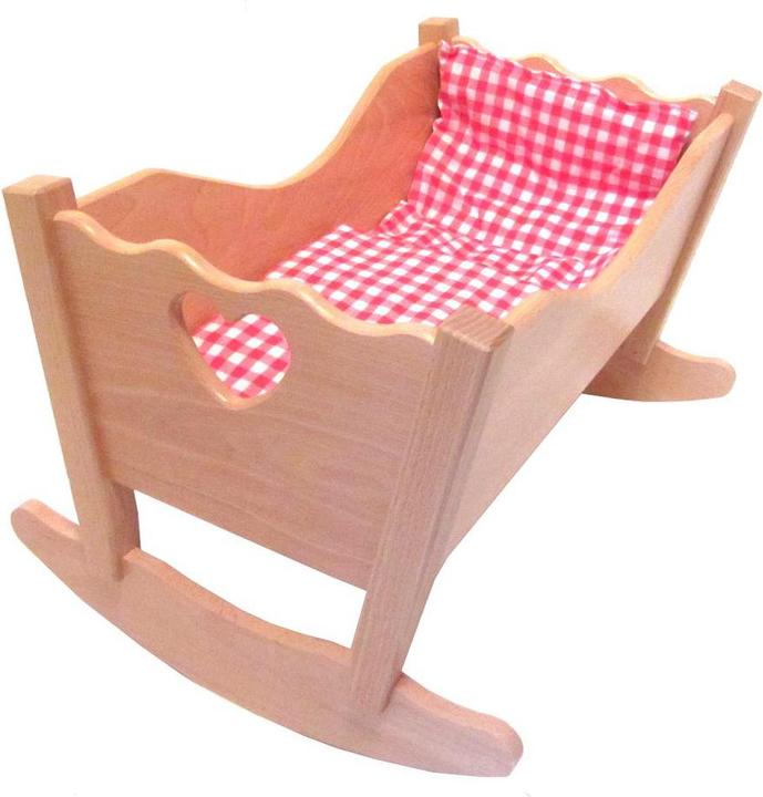 Produktbild Magni Holz Puppenwiege rot weiss karriert 3teilig