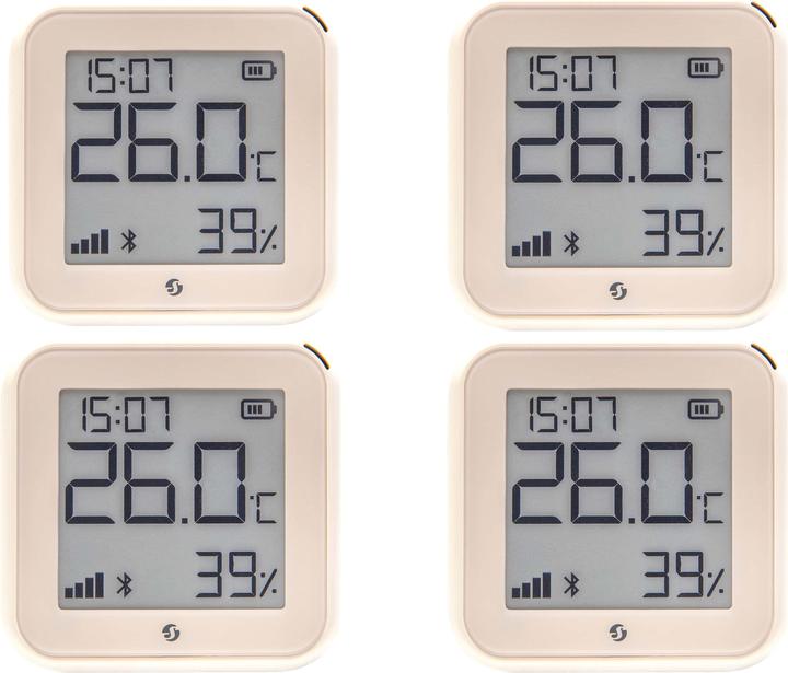 Shelly WLAN-Temperatur- u. Feuchtigkeitssensor Plus H&T Gen. 3, BT, Ivory, 4 Stück