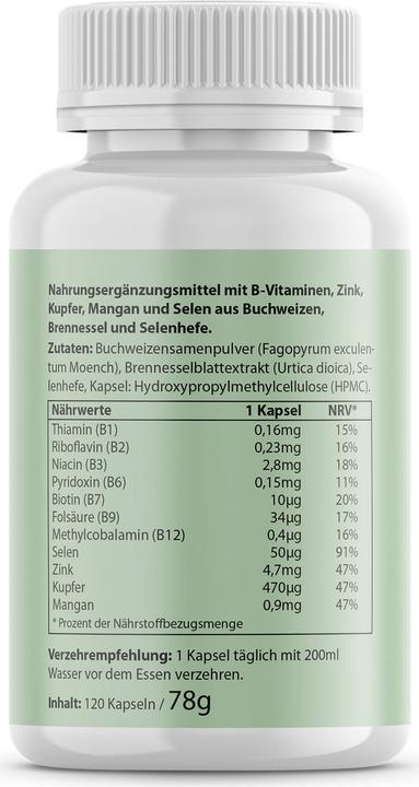 Nährwerte und Zutaten Biotanicals Biotin Selen Zink (120 Stück, Kapseln, 105 g)