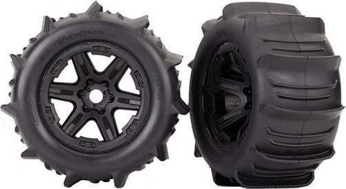 Traxxas Pneus&jantes montés noir 3.8 Paddle (2) (TSM rated)