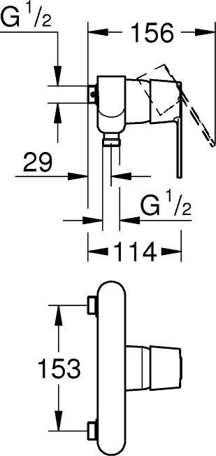 Produktbild Grohe Get Brausearmatur, Aufputz, Stichmass 153mm, chrom (CH-Variante)
